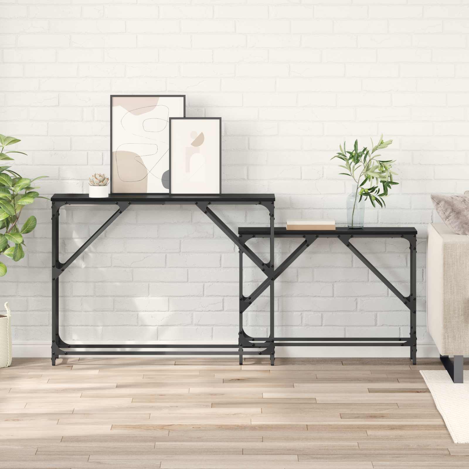 Konsoles galds 2 gab. Melns ozols 100 x 28 x 75 cm