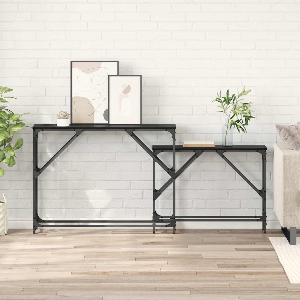 Konsolinis stalas 2 pcs Juodas ąžuolas 100 x 28 x 75 cm