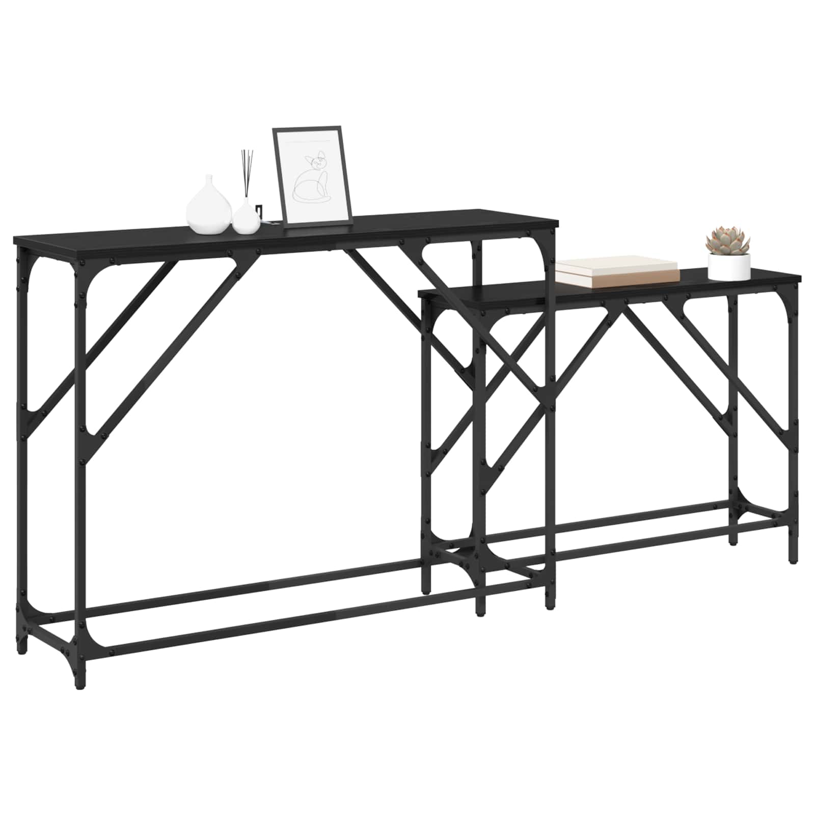 Konsoles galds 2 gab. Melns ozols 100 x 28 x 75 cm