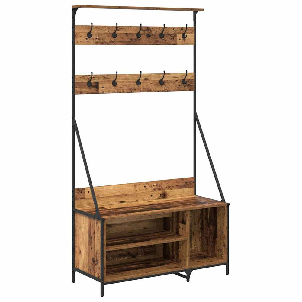Garment Rack with Shelf Ancient Wood 100 x 41 x 184 cm