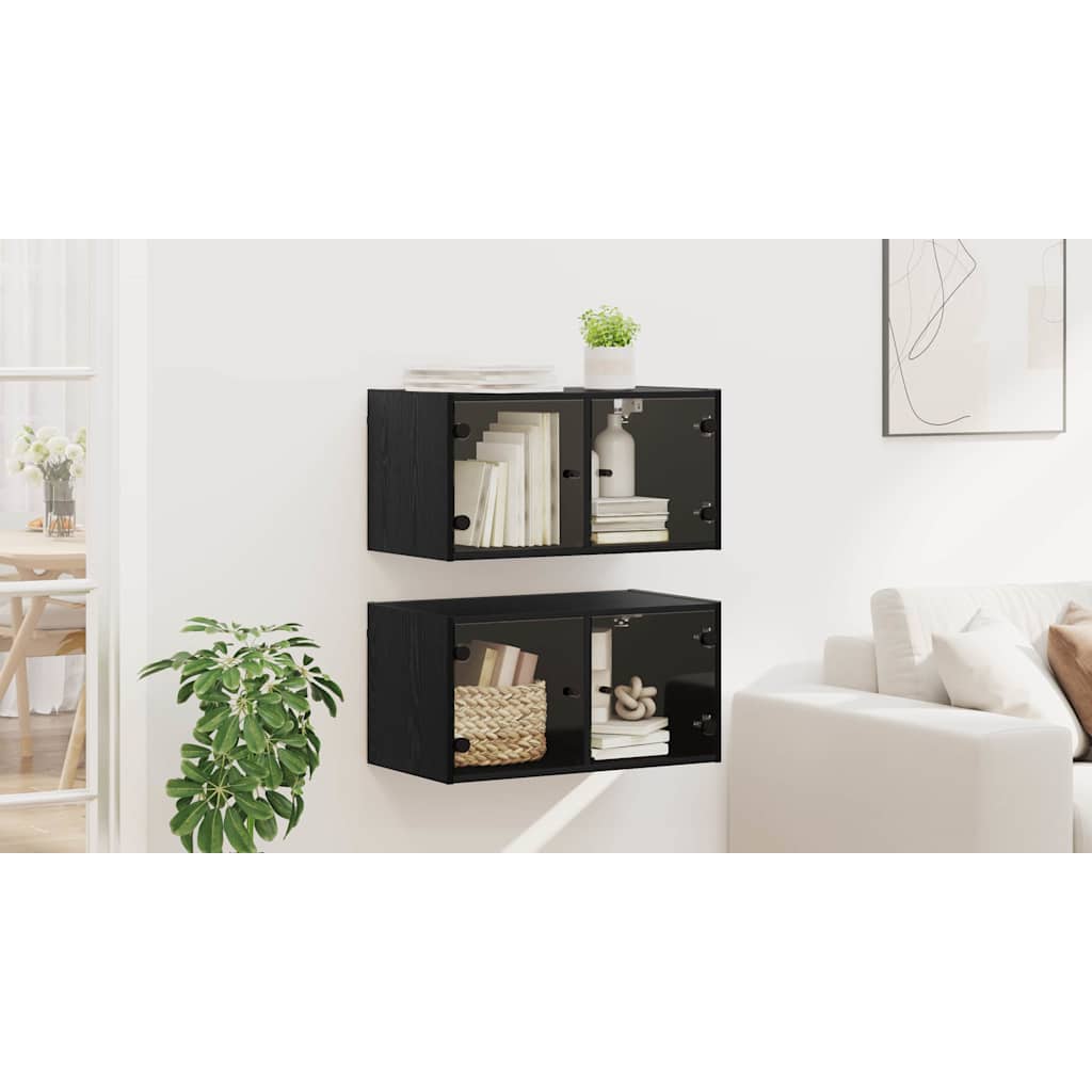 Sieniniai baldai 2 pcs Juodas ąžuolas 68 x 37 x 35 cm