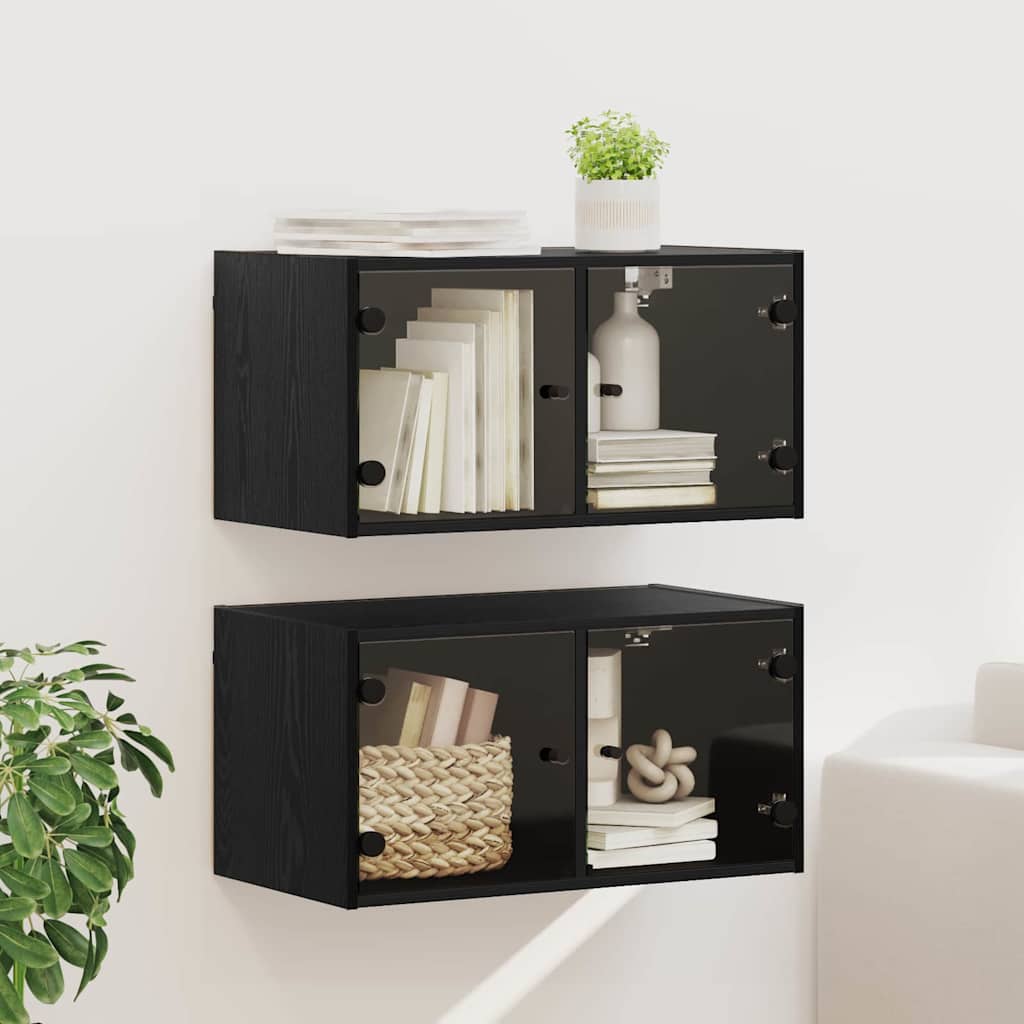 Sieniniai baldai 2 pcs Juodas ąžuolas 68 x 37 x 35 cm
