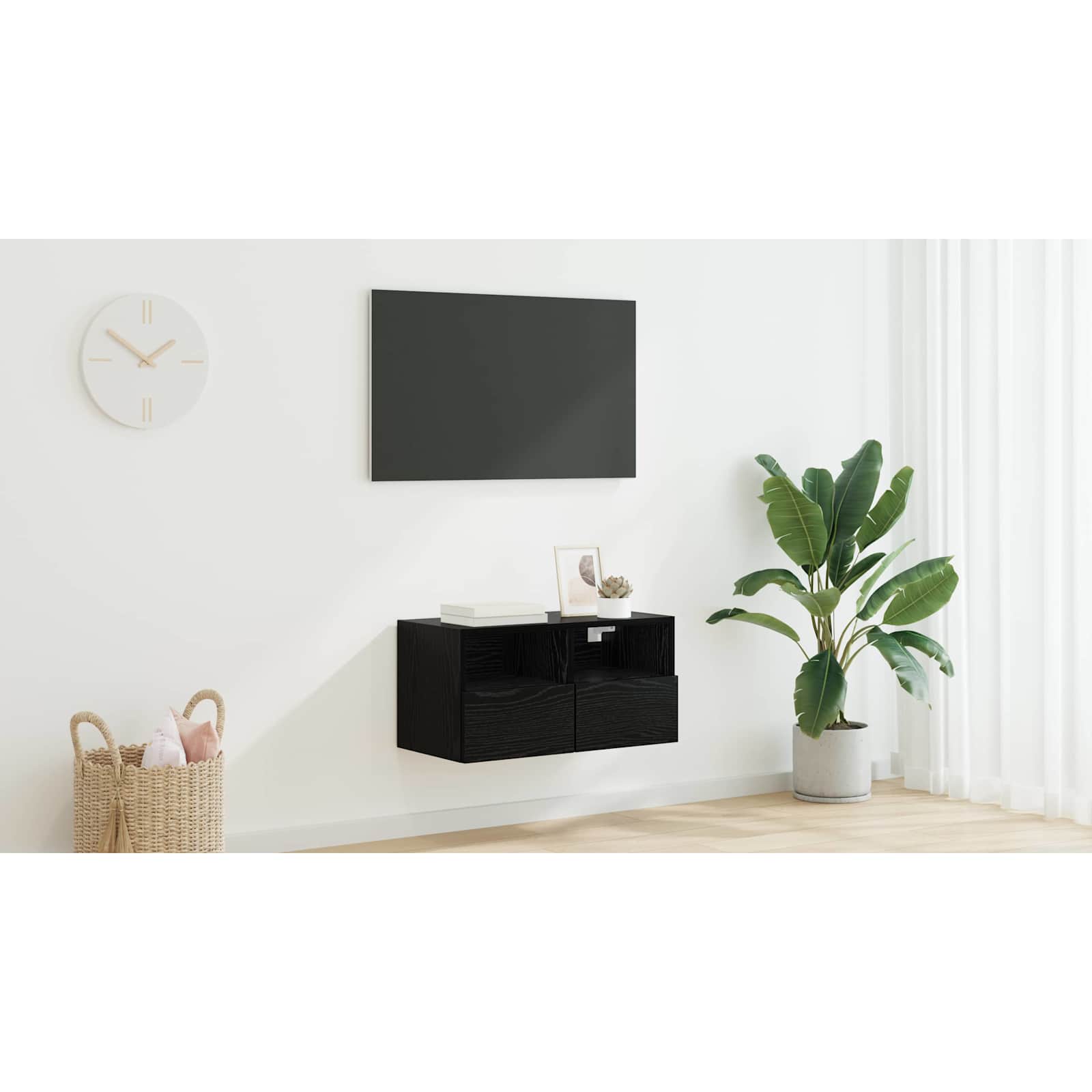 TV sieninė spintelė Juodas ąžuolas 60 x 30 x 30 cm