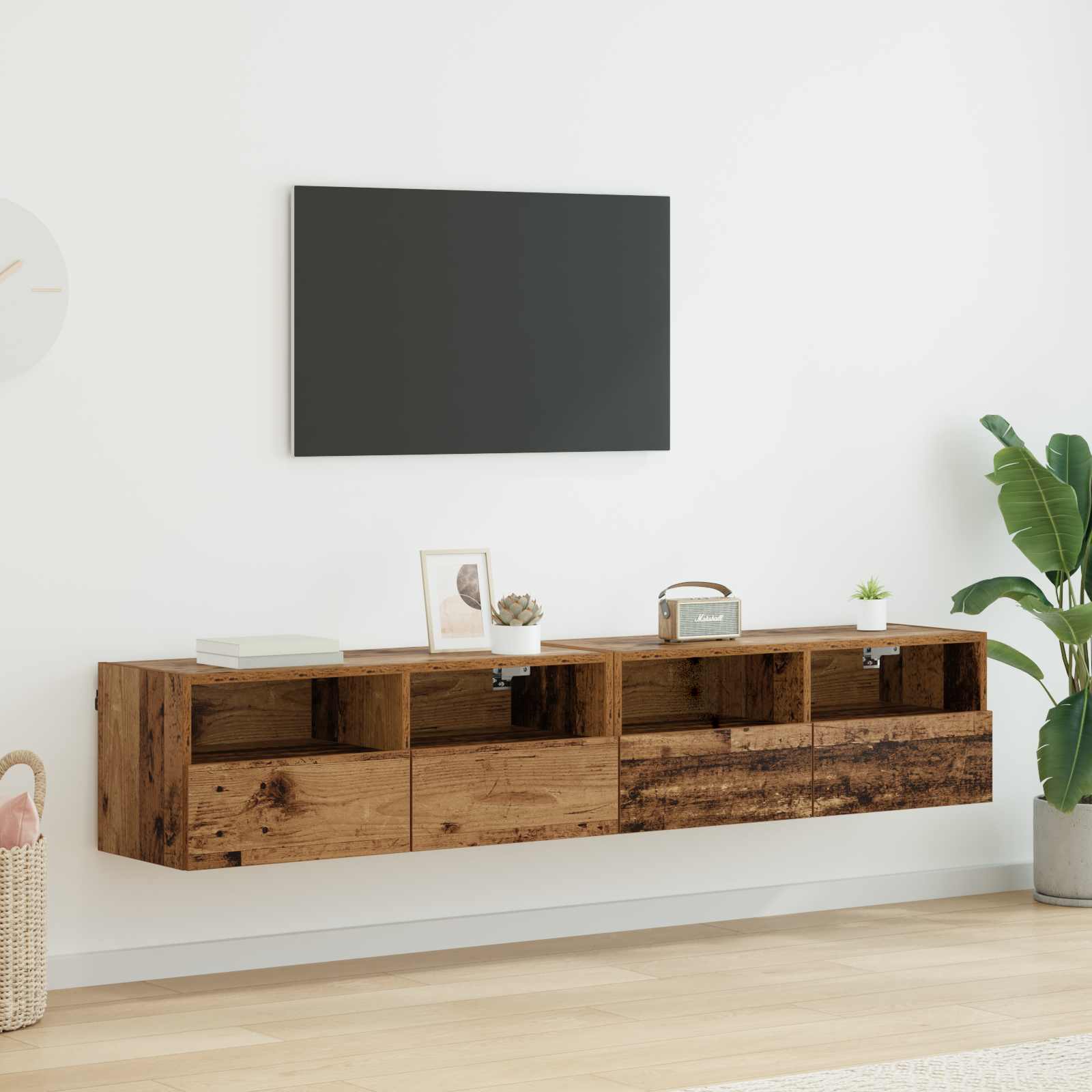 TV sieniniai spintelės 2 pcs Senovinis medis 80 x 30 x 30 cm