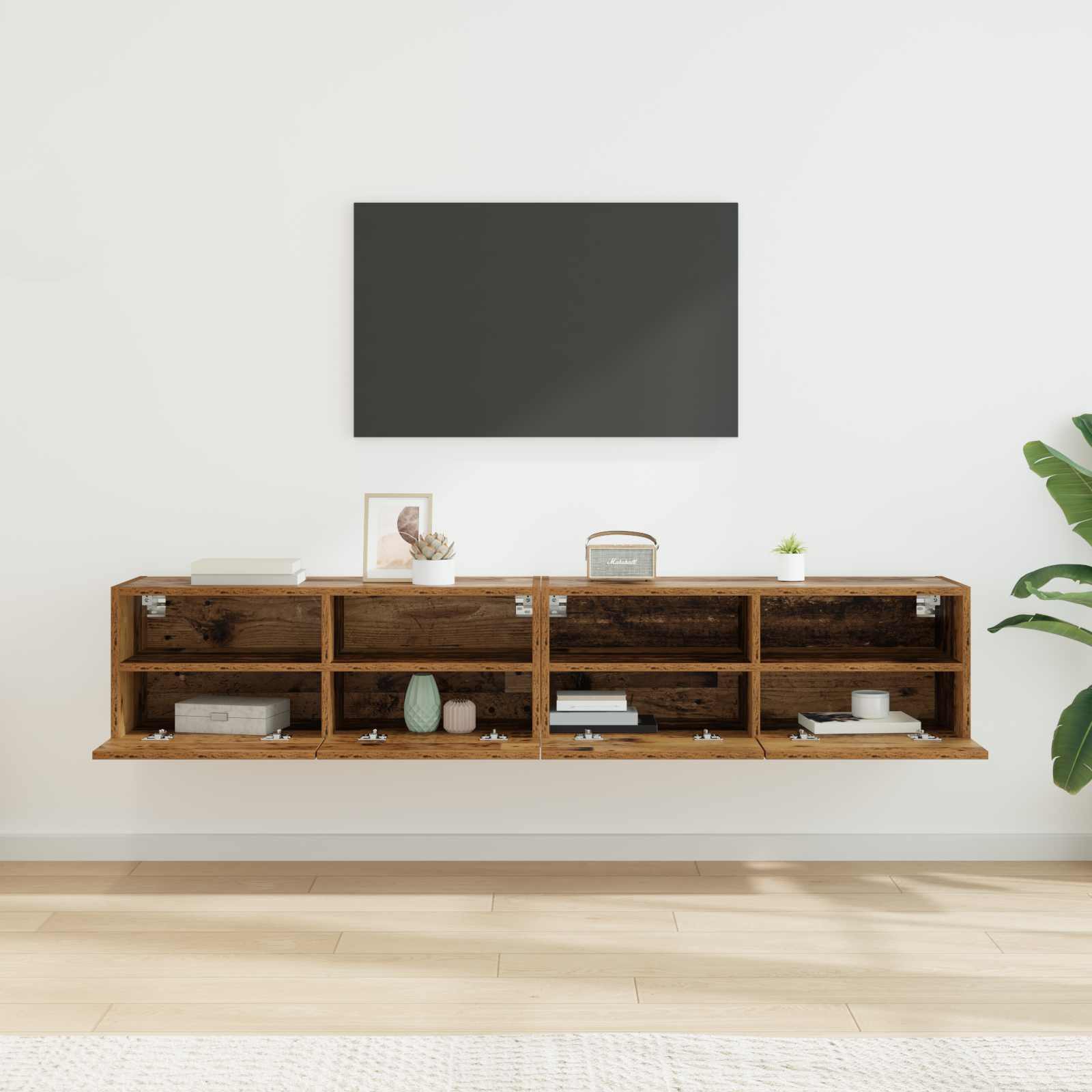TV sieniniai spintelės 2 pcs Senovinis medis 80 x 30 x 30 cm