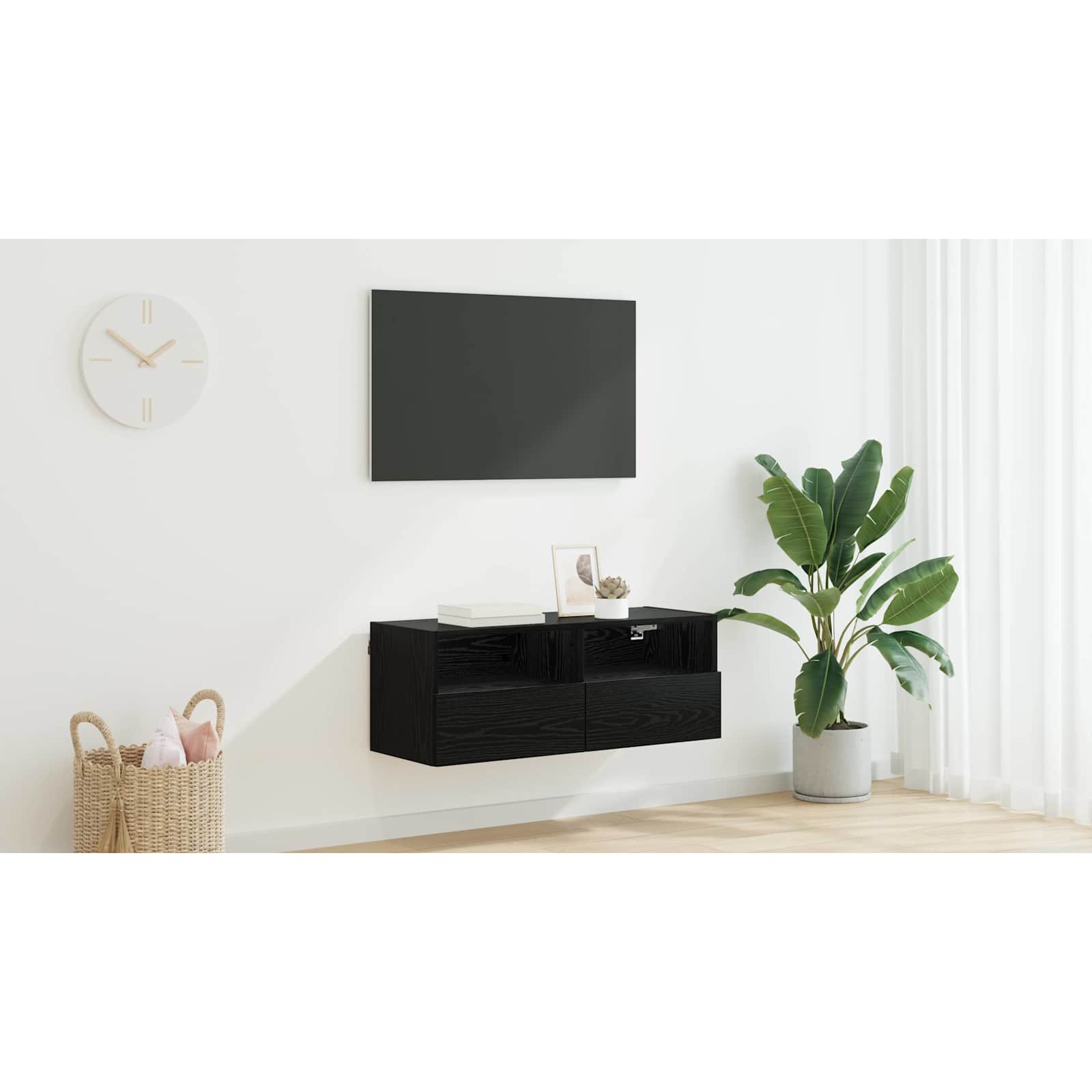 TV sieninė spintelė Juodas ąžuolas 80 x 30 x 30 cm