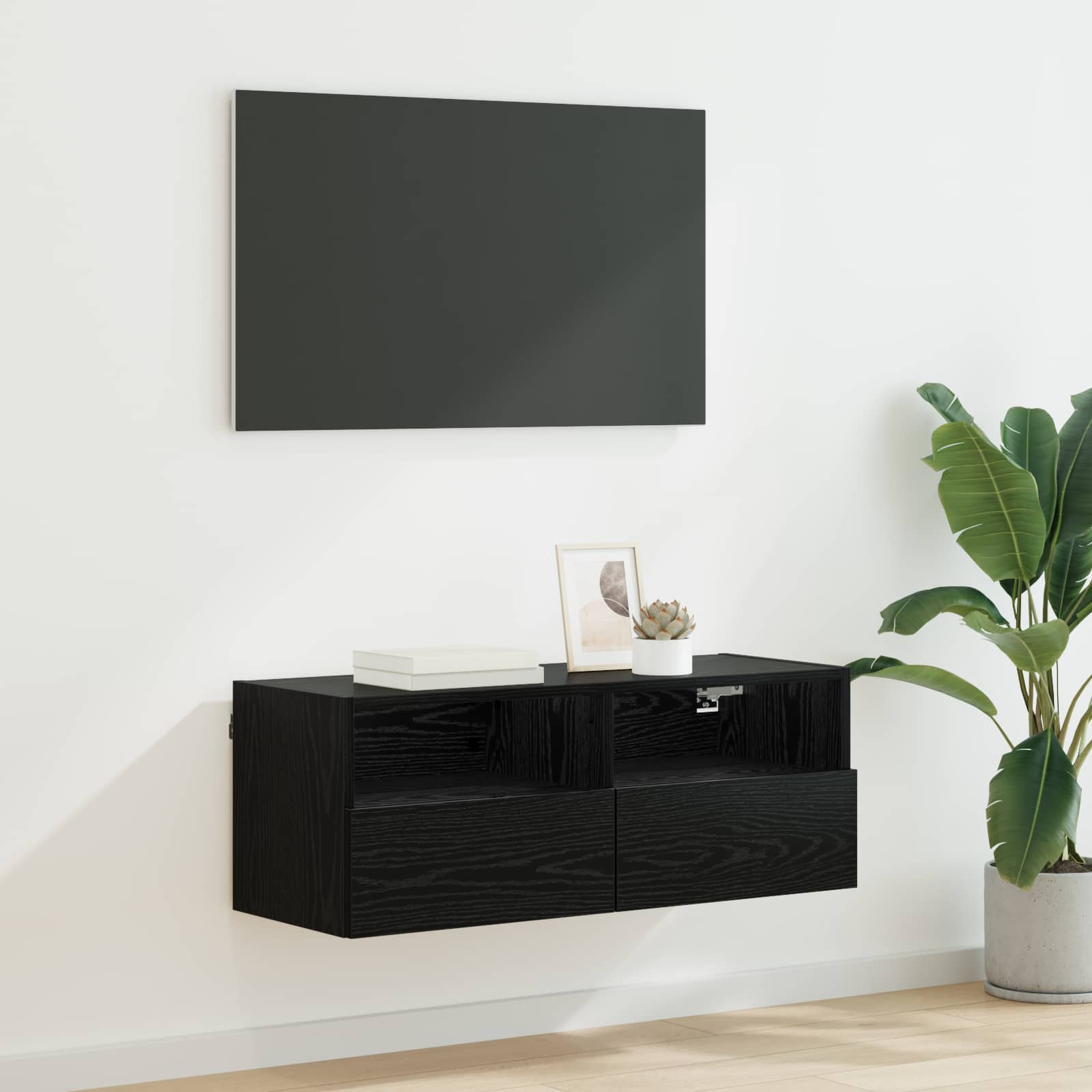 TV sieninė spintelė Juodas ąžuolas 80 x 30 x 30 cm