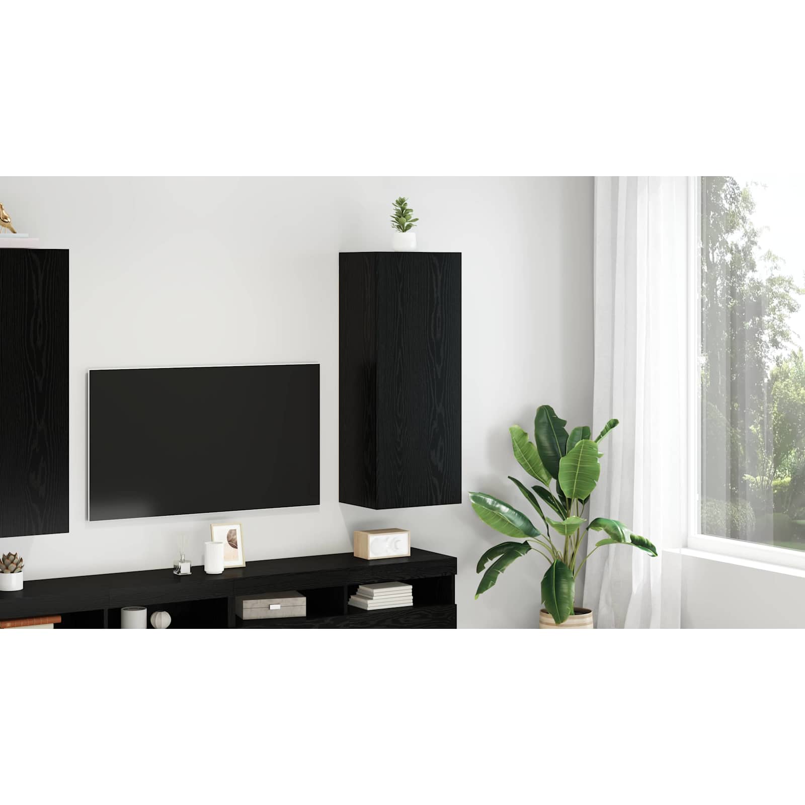 TV sieninė spintelė Juodas ąžuolas 40,5 x 30 x 102 cm