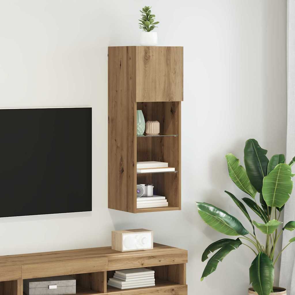 Wall-mounted TV stand Craftsmen oak