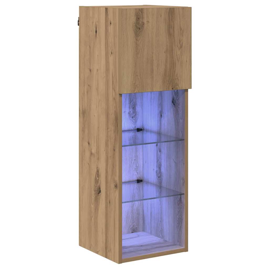 Wall-mounted TV stand Craftsmen oak