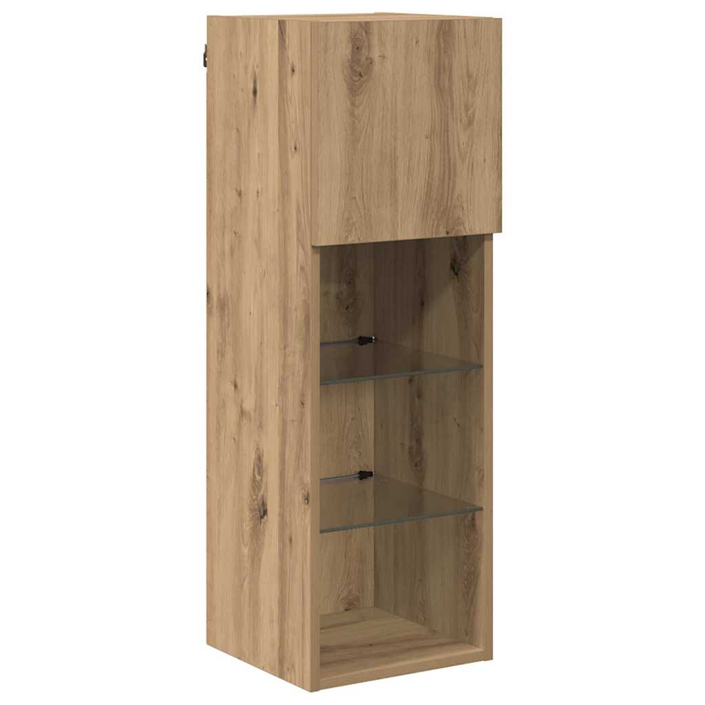 Wall-mounted TV stand Craftsmen oak
