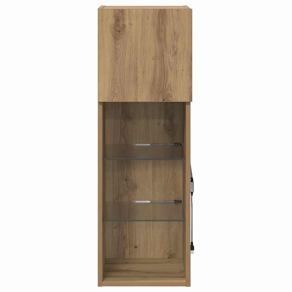 Wall-mounted TV stand Craftsmen oak
