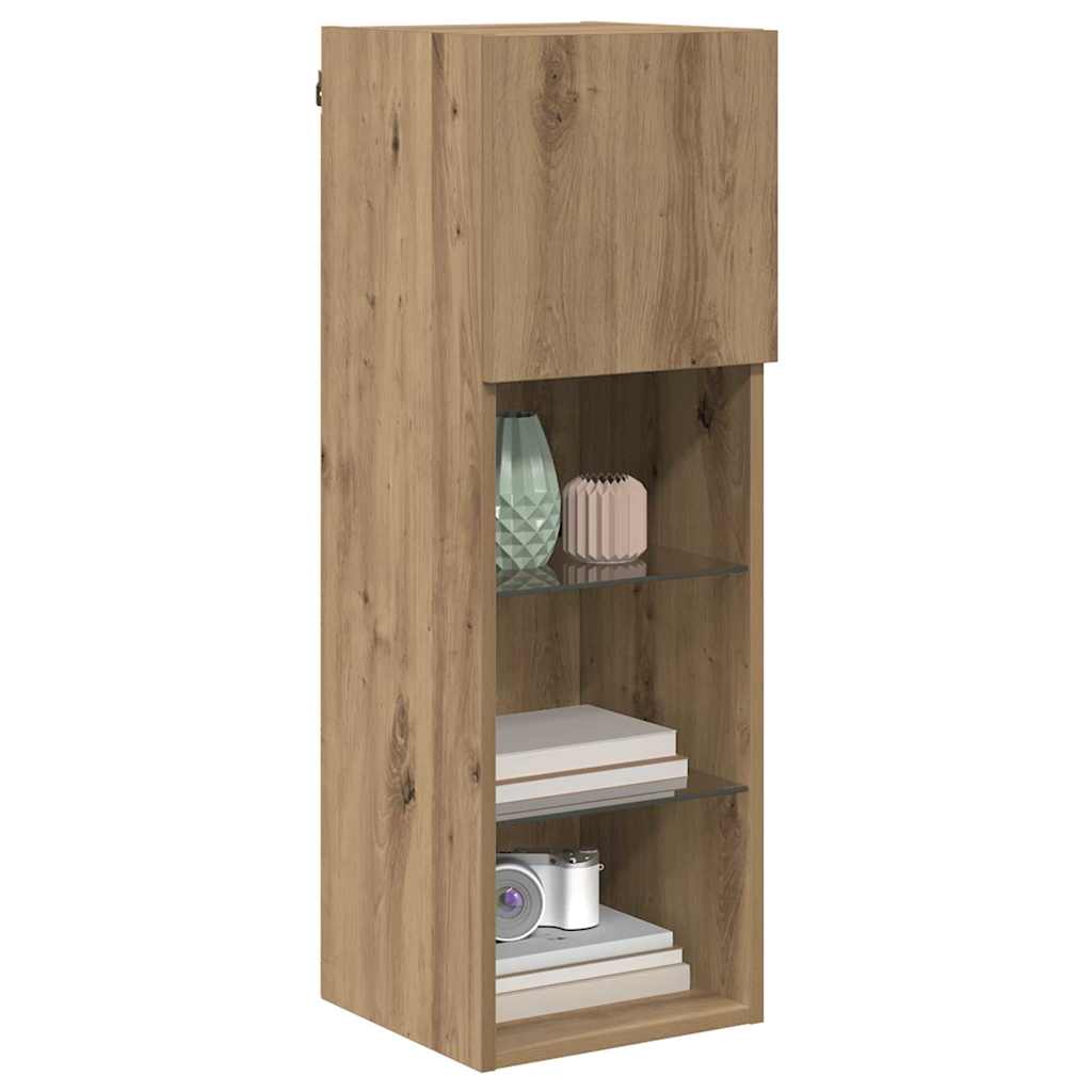 Wall-mounted TV stand Craftsmen oak