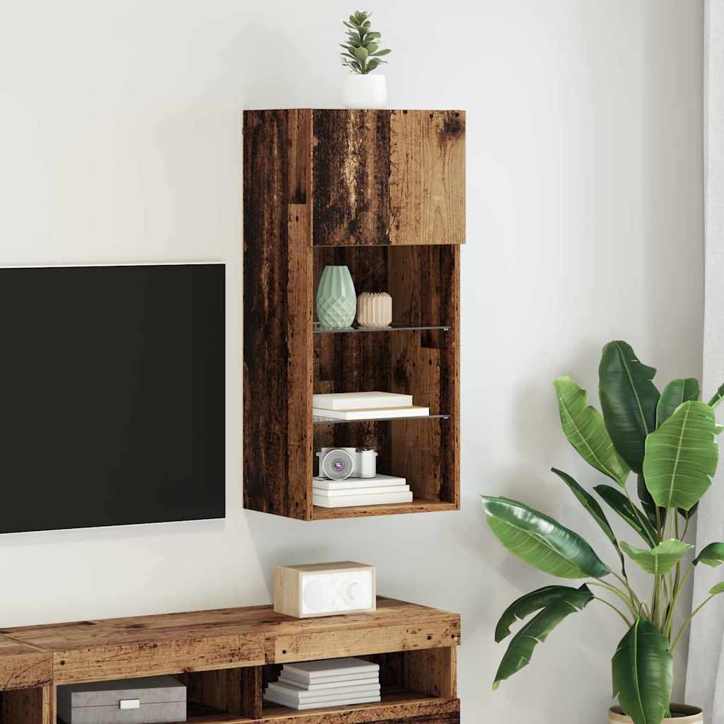 Wall-mounted TV Stand Antique Wood 40.5 x 30 x 90 cm