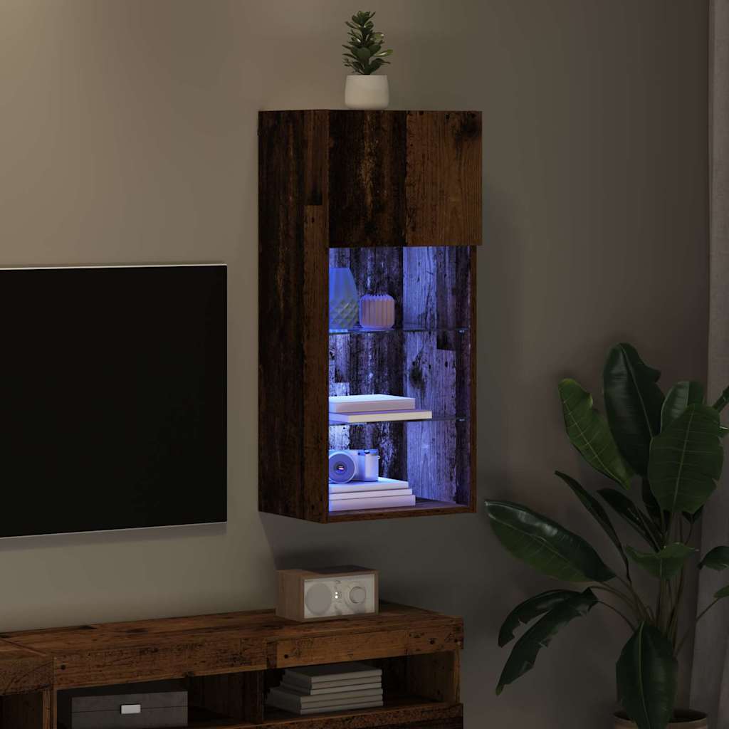 Wall-mounted TV Stand Antique Wood 40.5 x 30 x 90 cm