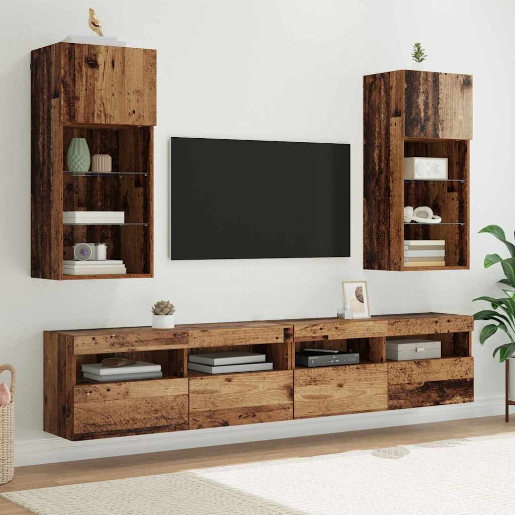 Wall-mounted TV Stand Antique Wood 40.5 x 30 x 90 cm