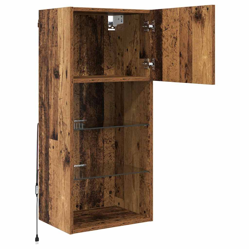 Wall-mounted TV Stand Antique Wood 40.5 x 30 x 90 cm