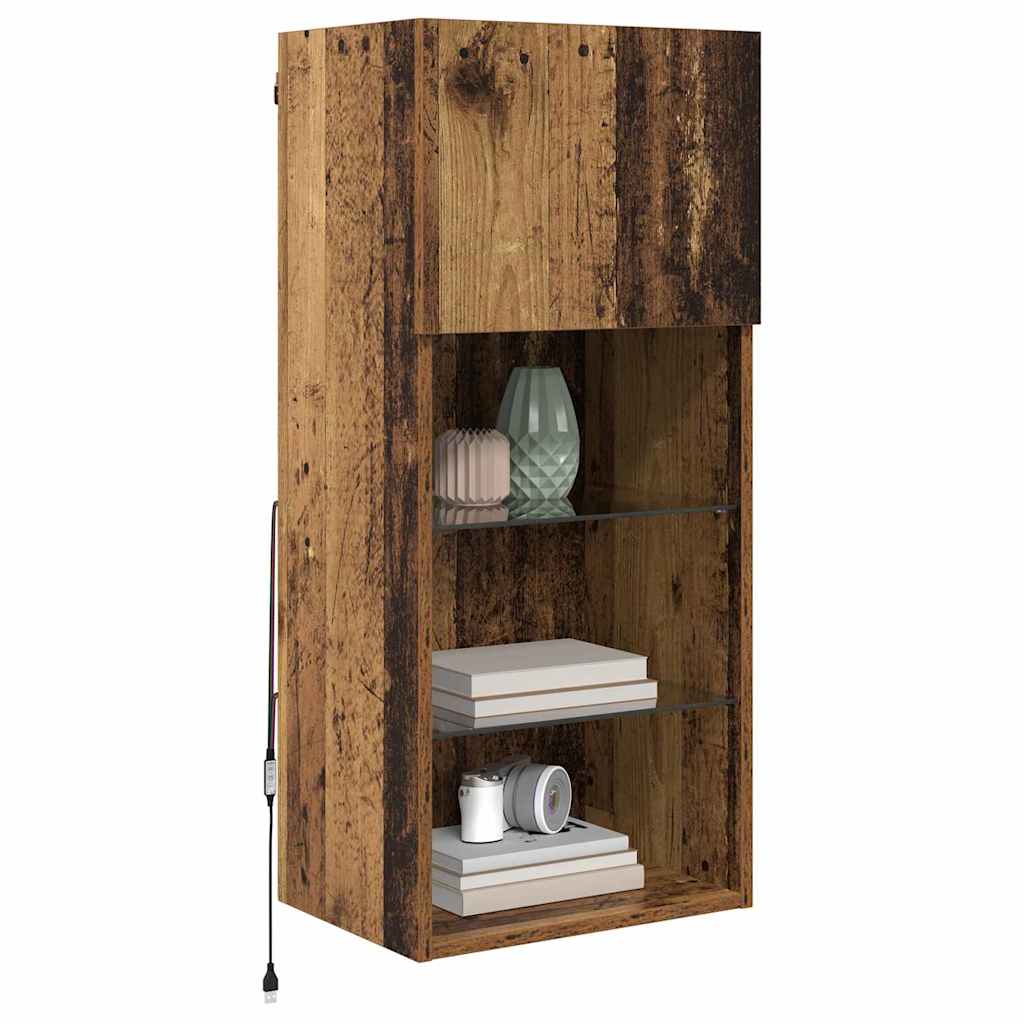 Wall-mounted TV Stand Antique Wood 40.5 x 30 x 90 cm