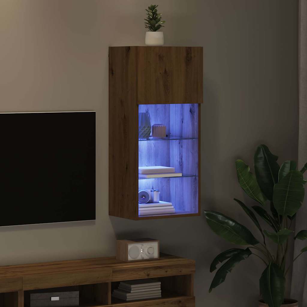 Wall-mounted TV stand Craftsmen oak