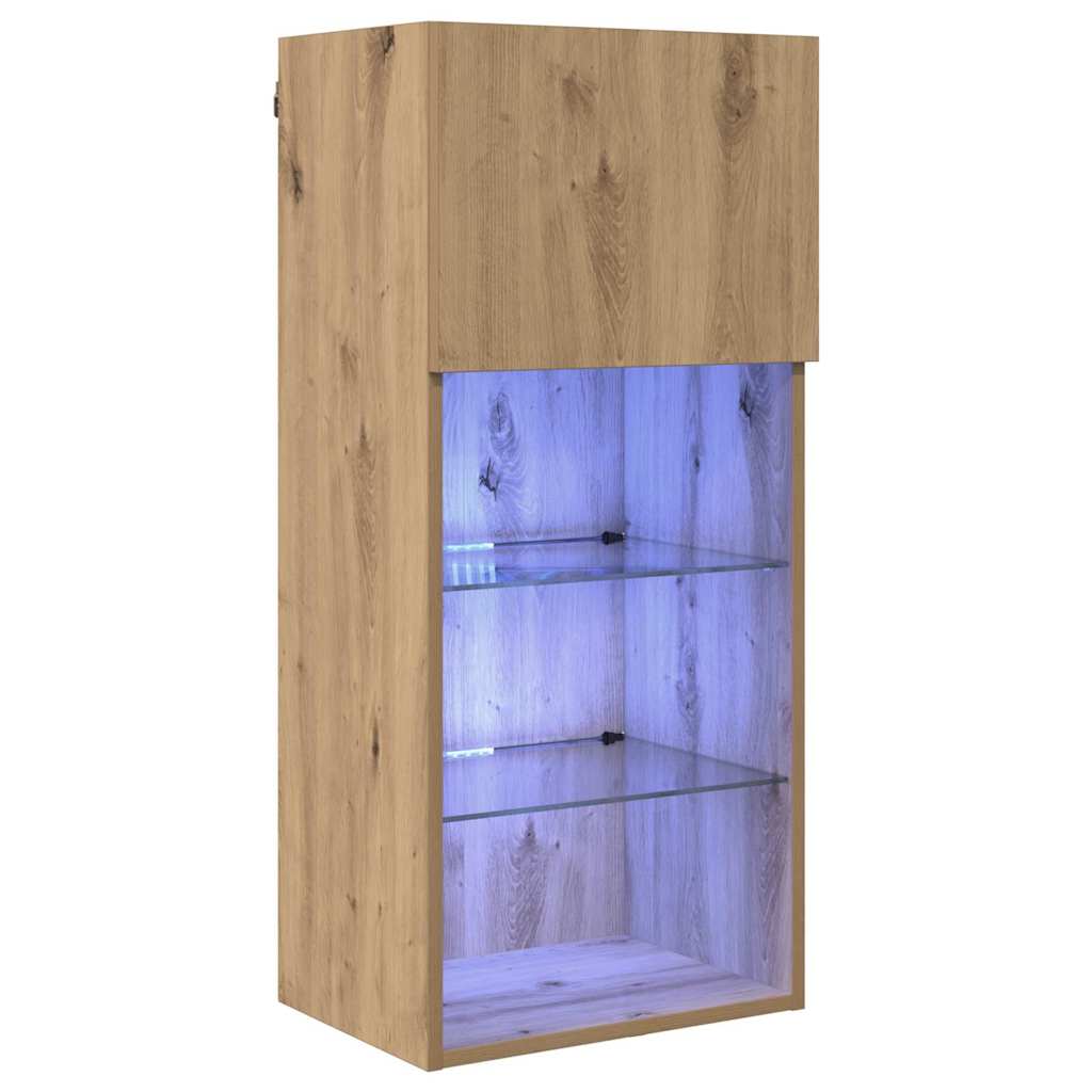 Wall-mounted TV stand Craftsmen oak