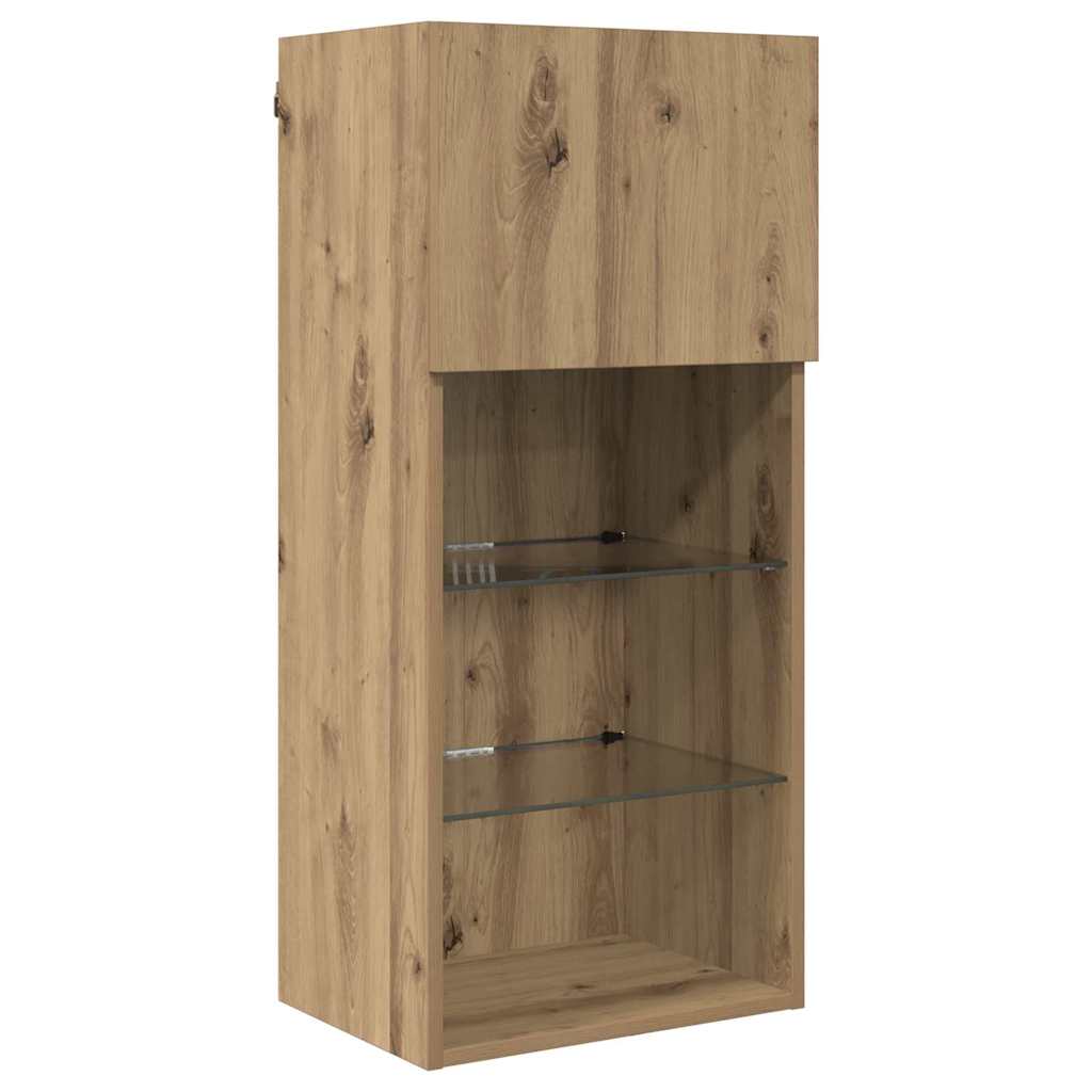 Wall-mounted TV stand Craftsmen oak