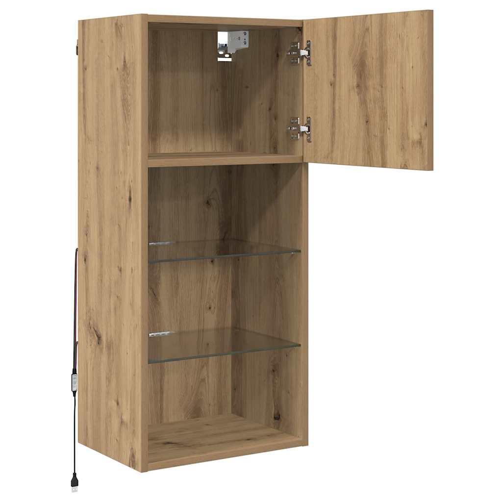Wall-mounted TV stand Craftsmen oak