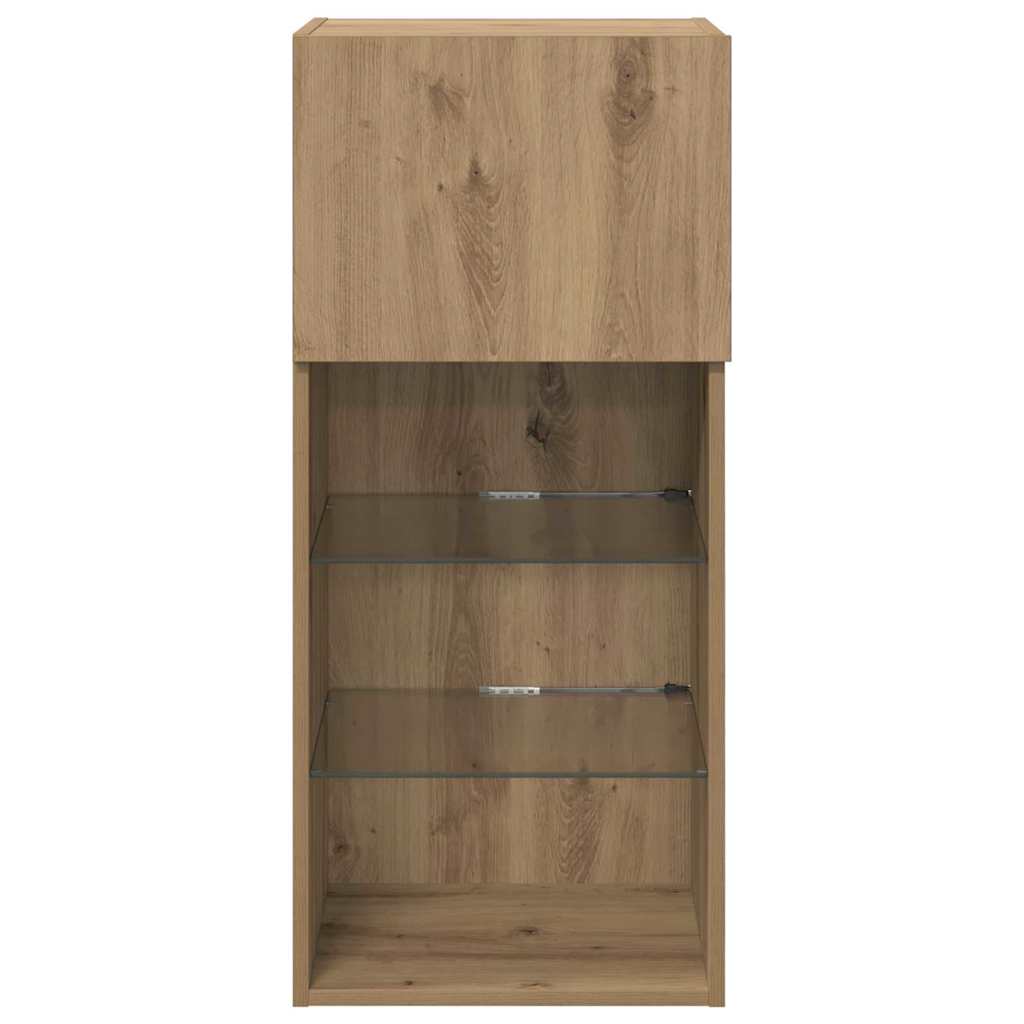 Wall-mounted TV stand Craftsmen oak