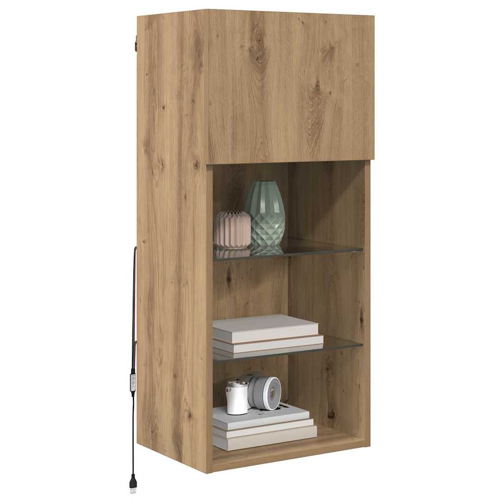 Wall-mounted TV stand Craftsmen oak