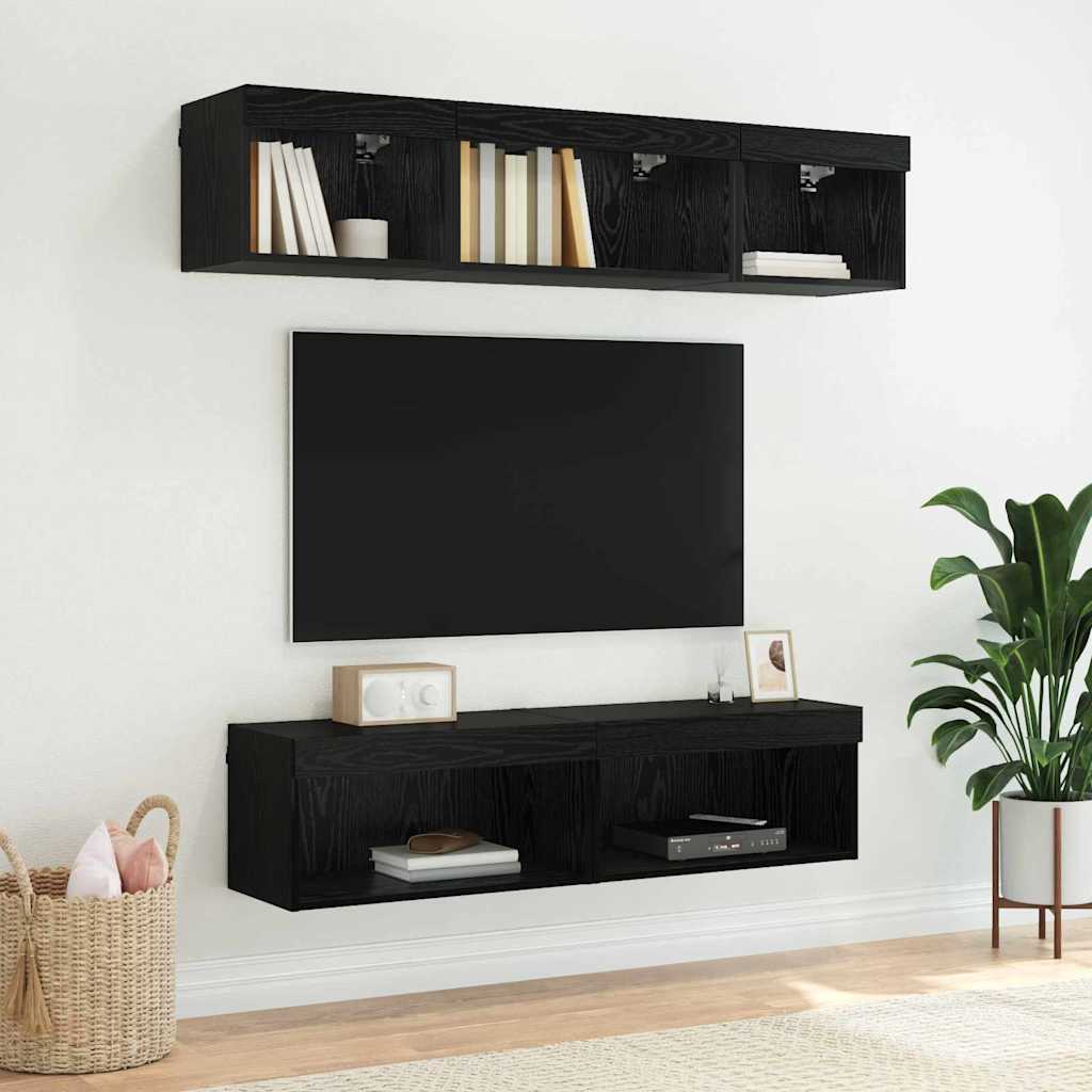 TV Cabinets 2 pcs Black Oak 60 x 30 x 30 cm