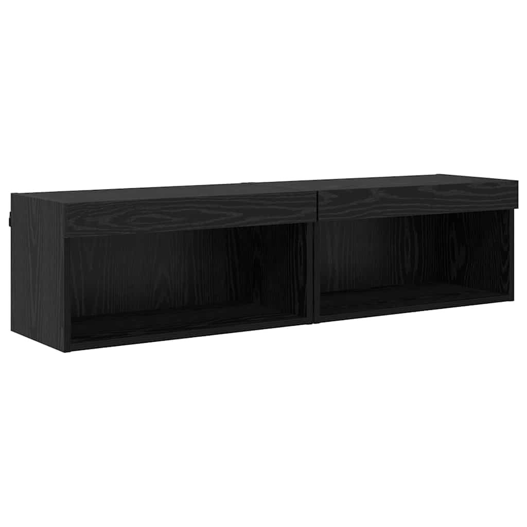 TV Cabinets 2 pcs Black Oak 60 x 30 x 30 cm