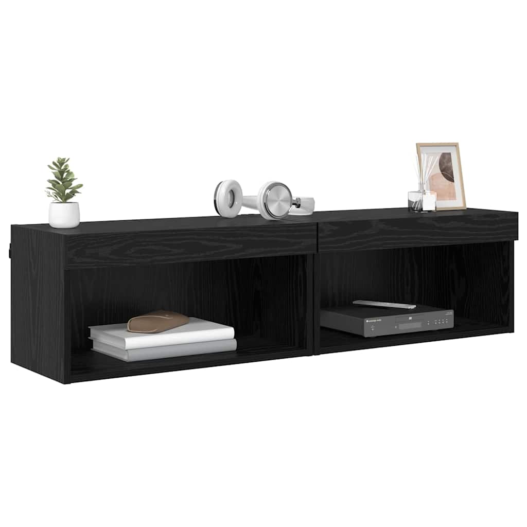 TV Cabinets 2 pcs Black Oak 60 x 30 x 30 cm