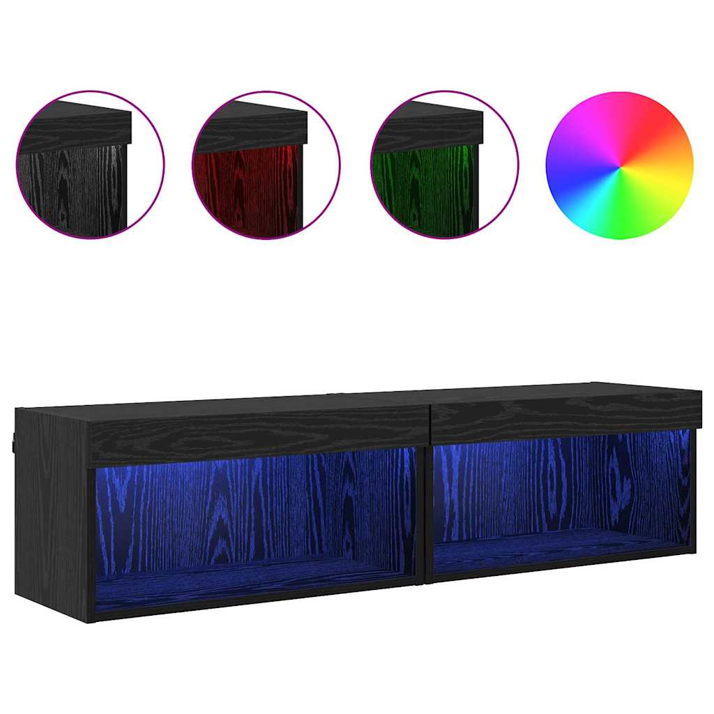 TV Cabinets 2 pcs Black Oak 60 x 30 x 30 cm