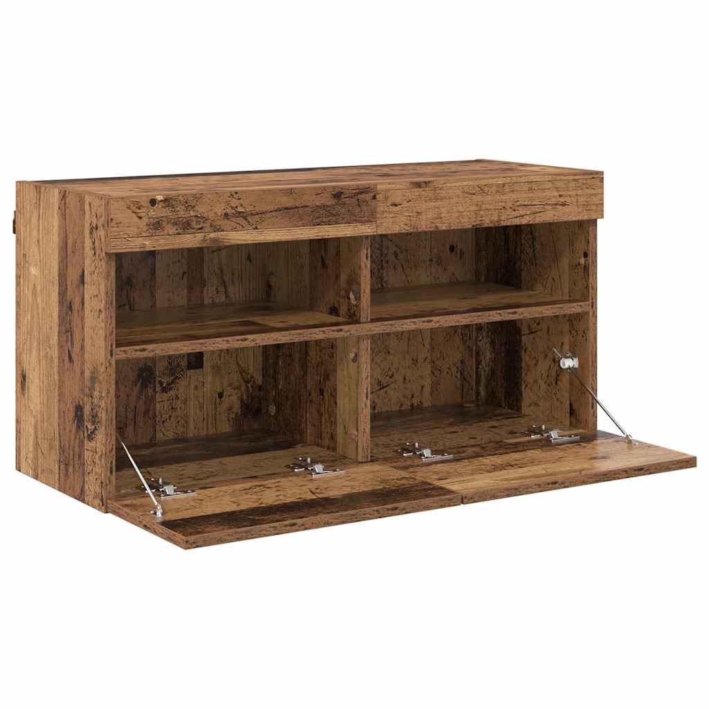 TV sieninė spintelė su LED Senovinis medis 80 x 30 x 40 cm