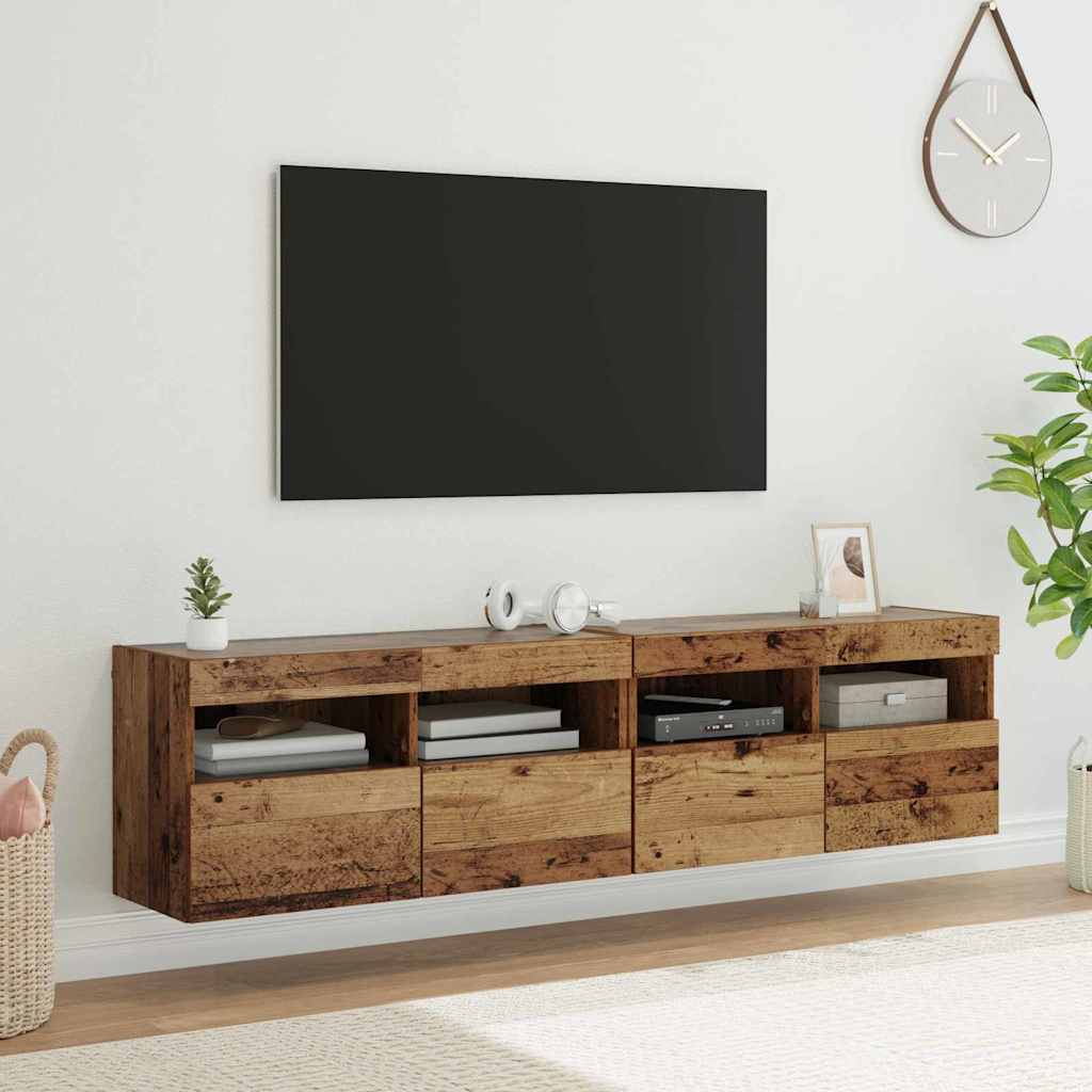 TV sieniniai spintelės 2 pcs Senovinis medis 80 x 30 x 40 cm