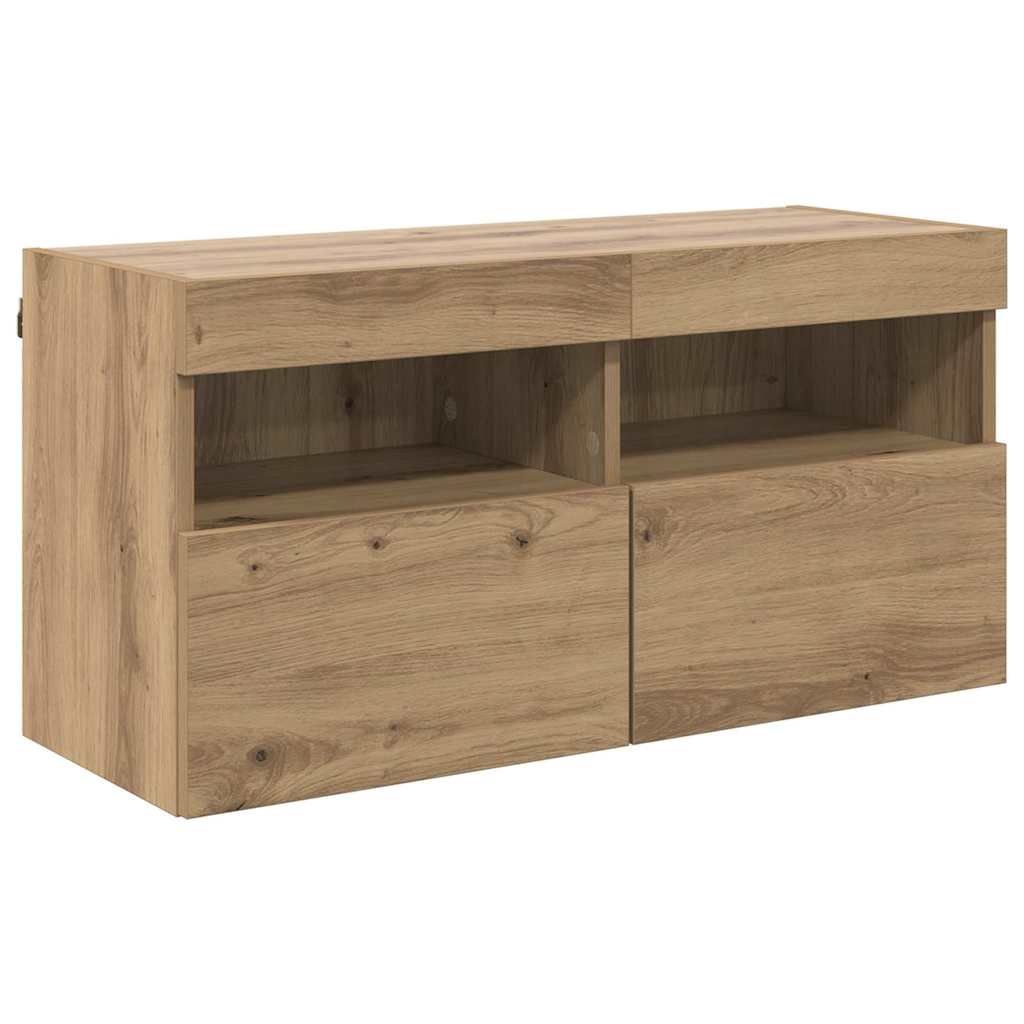 TV sieninė spintelė su LED Amatininkų ąžuolas 80 x 30 x 40 cm