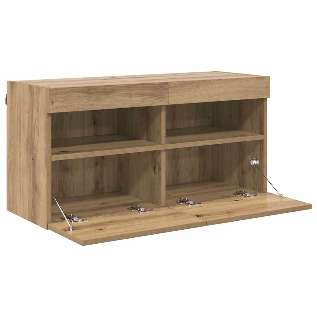 TV sieninė spintelė su LED Amatininkų ąžuolas 80 x 30 x 40 cm