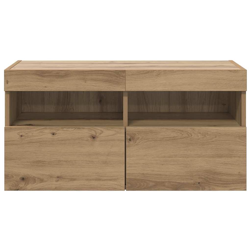TV sieninė spintelė su LED Amatininkų ąžuolas 80 x 30 x 40 cm