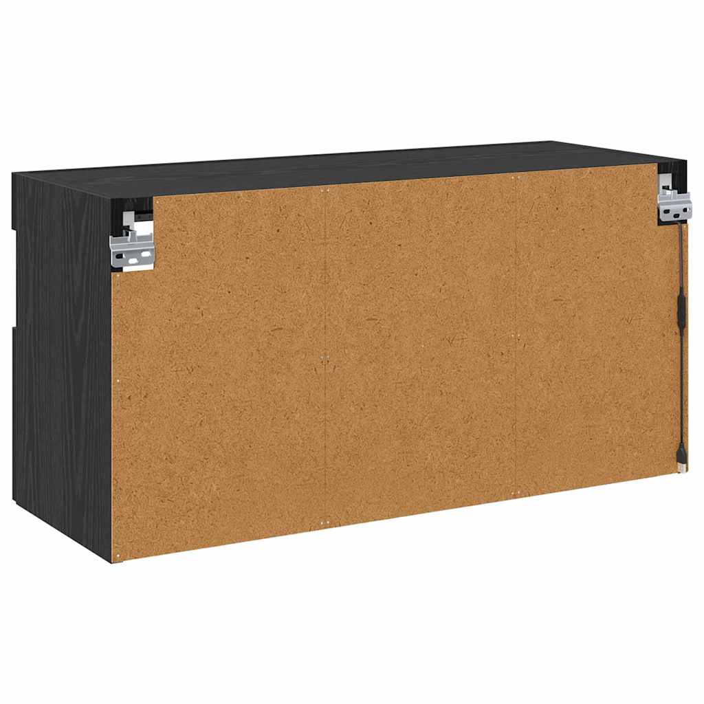 TV sieninė spintelė su LED Juodas ąžuolas 80 x 30 x 40 cm