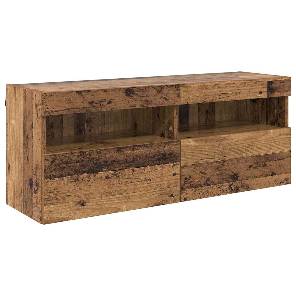 TV sieninė spintelė su LED Senovinis medis 100 x 30 x 40 cm