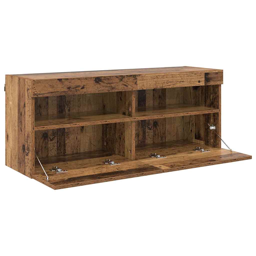 TV sieninė spintelė su LED Senovinis medis 100 x 30 x 40 cm