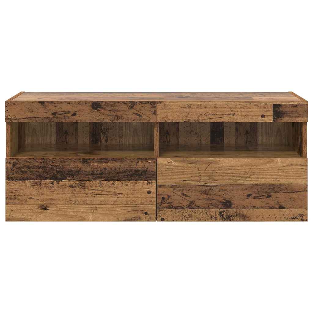 TV sieninė spintelė su LED Senovinis medis 100 x 30 x 40 cm
