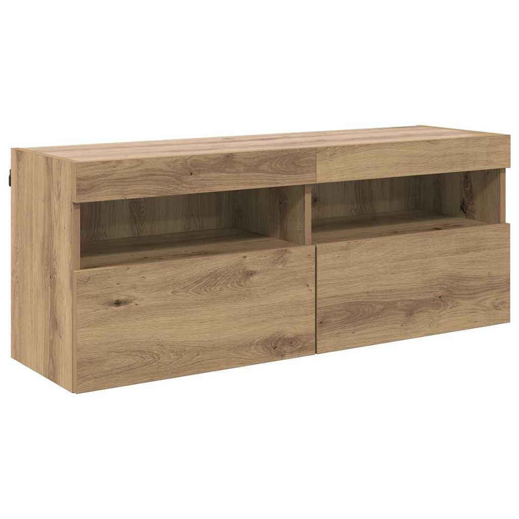 TV sieninė spintelė su LED Amatininkų ąžuolas 100 x 30 x 40 cm