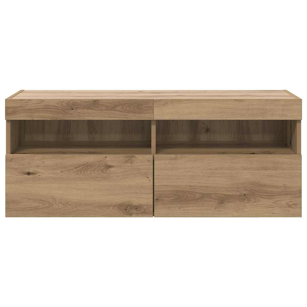 TV sieninė spintelė su LED Amatininkų ąžuolas 100 x 30 x 40 cm