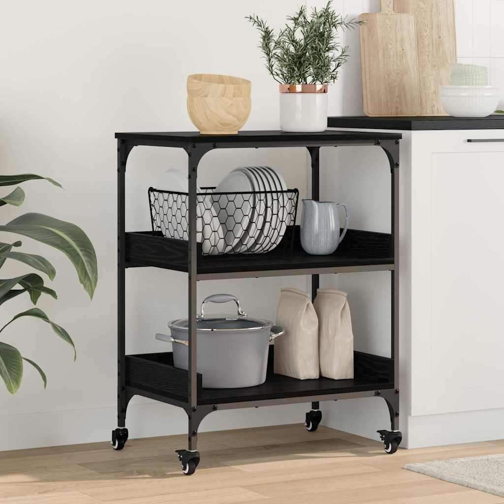 Kitchen Trolley Black Oak 60 x 41 x 80.5 cm