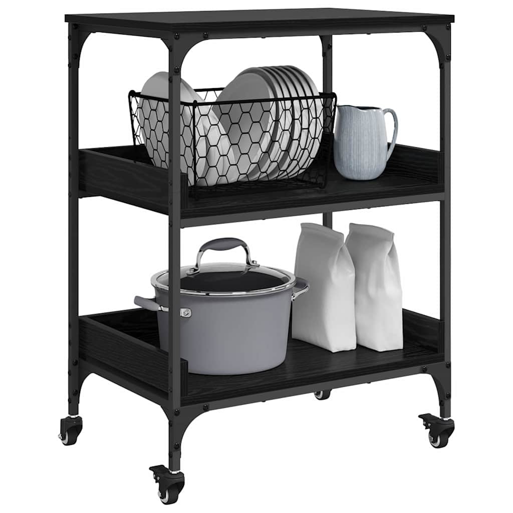 Kitchen Trolley Black Oak 60 x 41 x 80.5 cm