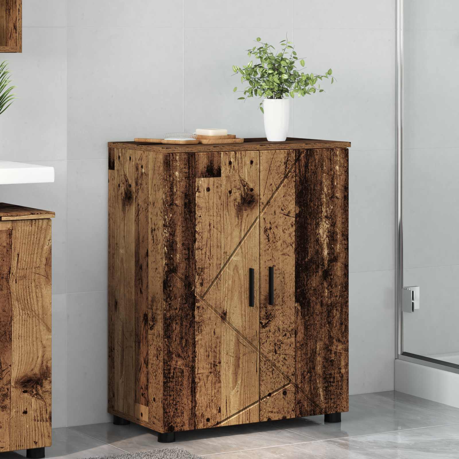 Bathroom cabinet Aged wood 60 x 35 x 80 cm Engineered wood