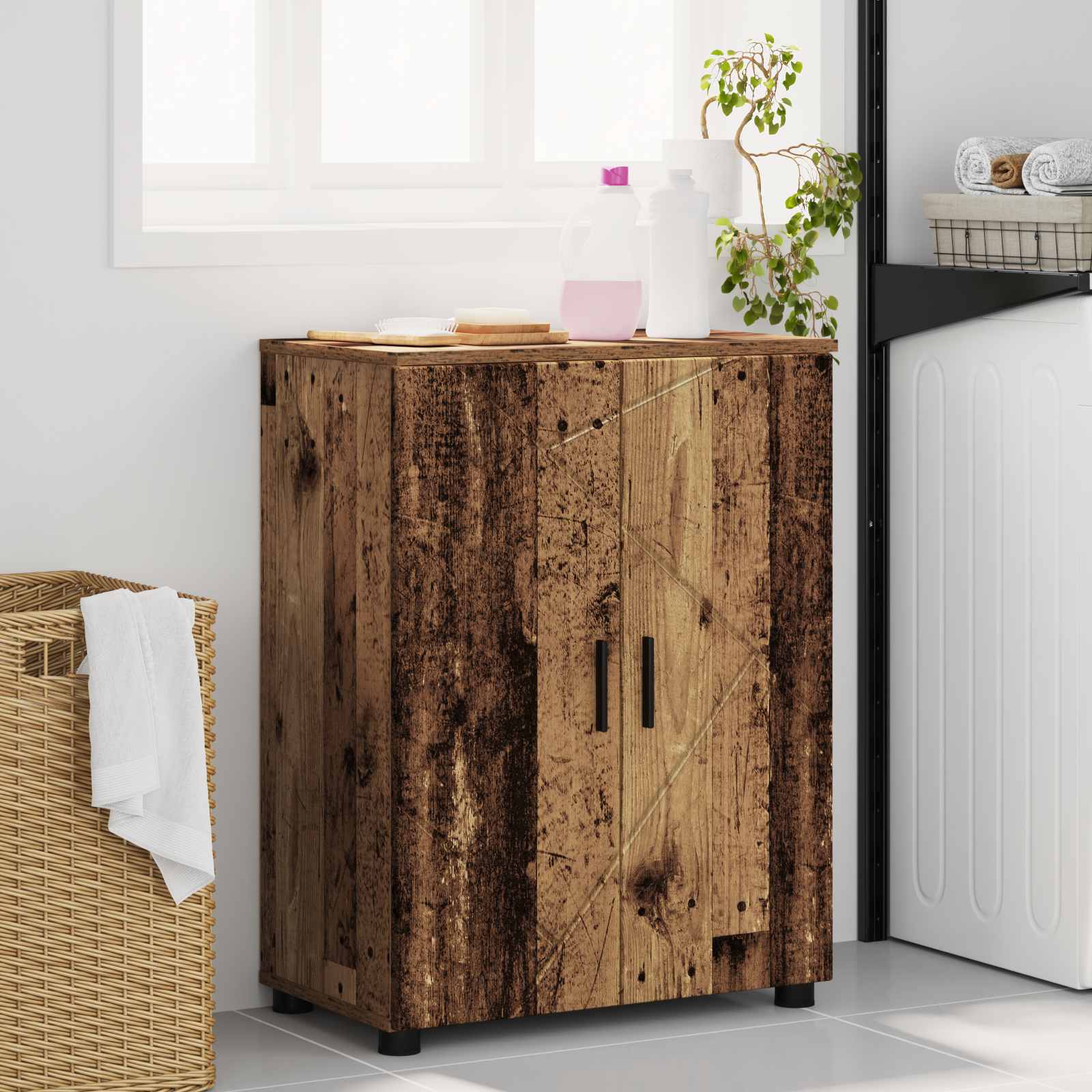 Bathroom cabinet Aged wood 60 x 35 x 80 cm Engineered wood