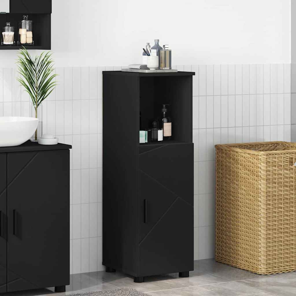 Bathroom cabinet with door storage Black 30 x 35 x 95 cm