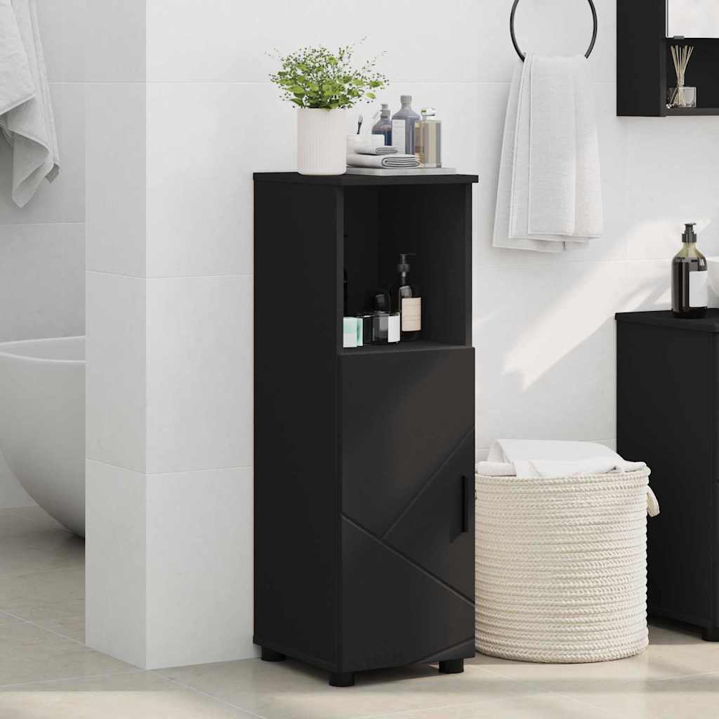 Bathroom cabinet with door storage Black 30 x 35 x 95 cm