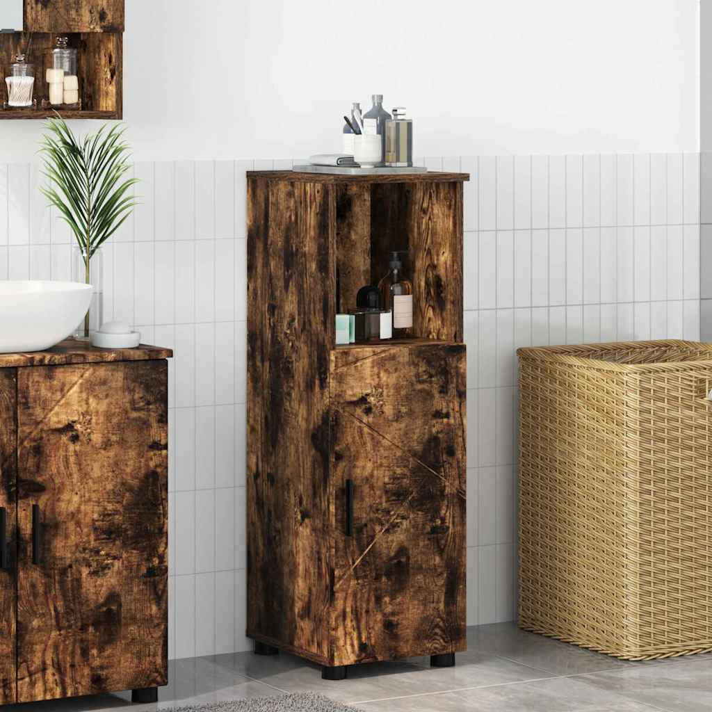 Bathroom cabinet with storage Smoked oak 30 x 35 x 95 cm